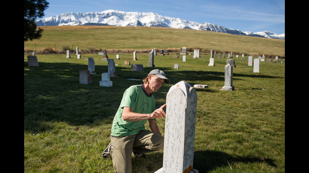 During a sponsorship lull in his Moonlight Chronicles, Price saw an ad for a job to work as a caretaker at the local cemetery. 'It was like a revelation. Caretaker, there's something so cool about that word. Like being a monk. I love mowing and taking care of a place. I wanted the job so badly I started cleaning up [the grounds] before I got the job.' He worked there for two years, making $475 per month, and developed such a bond with the place that he returns to visit, pondering these markers of 'a person's entire history.'