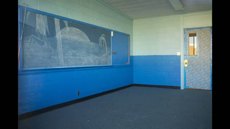 A classroom sits empty at Picher Cardin High School.