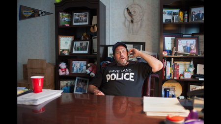 Mayor Tommy Longo at his desk in Waveland, Miss.