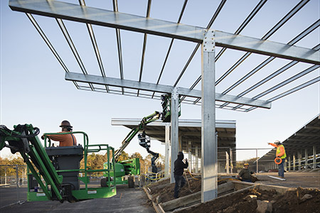 Solar carports under construction in New Jersey. 
