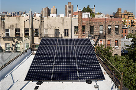 One of two arrays atop a Nazareth Housing building in NYC's Lower East Side.